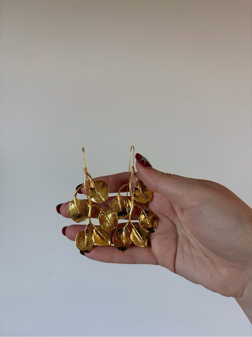 Free People Gold Leaf Cluster Drop Earrings